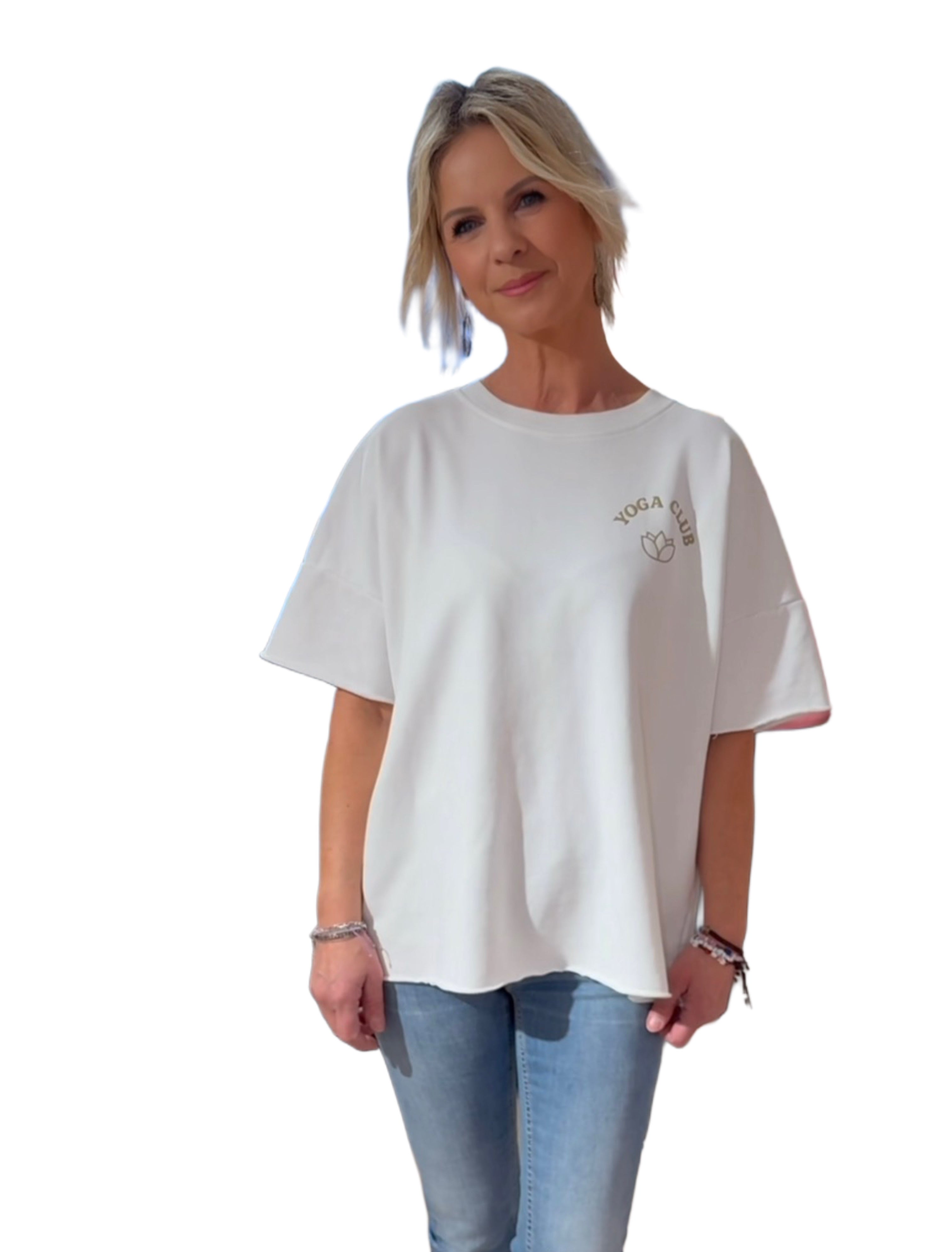 It-Pieces T-Shirt " Yoga Club" Hellbeige