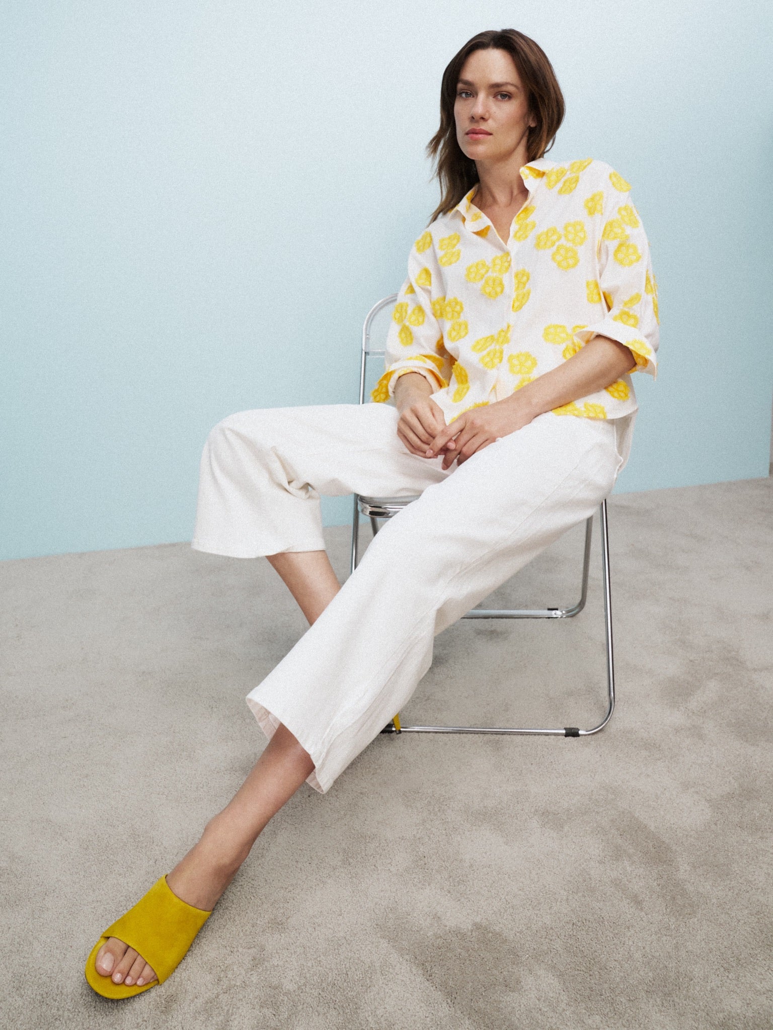 0039 Italy Bluse Lucy- Flowers gelb