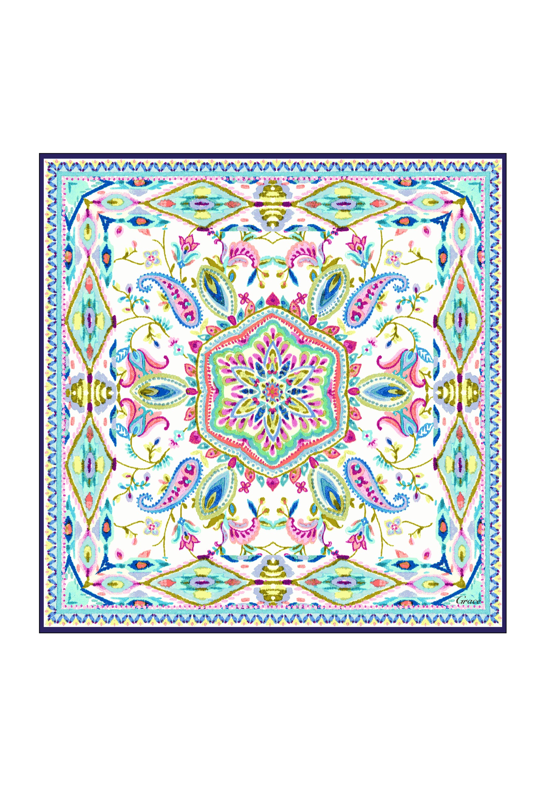 Grace Fashion Nickituch "Paisley" Blau