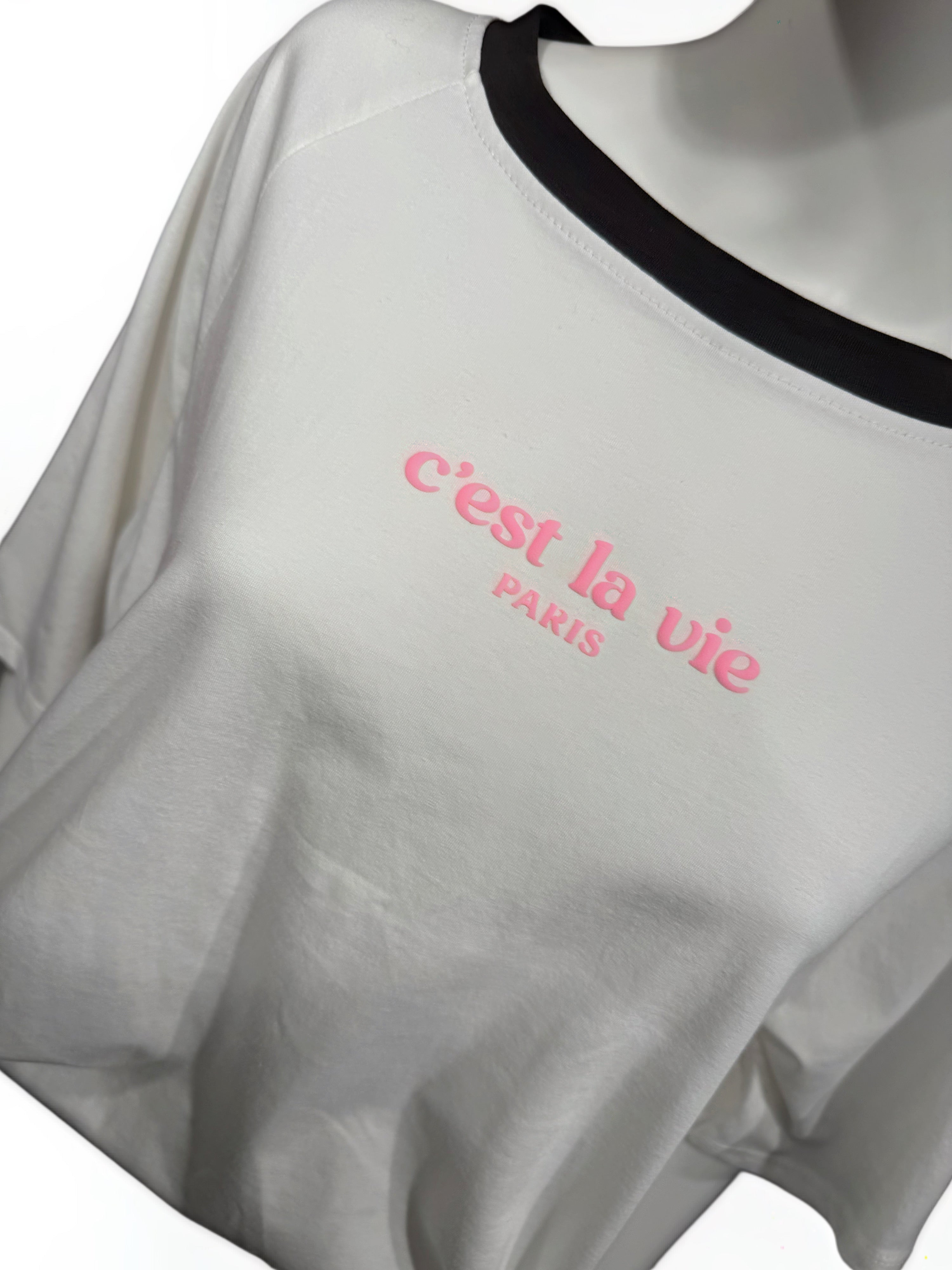 It-Pieces T-Shirt „C’est la vie“ – Weiß