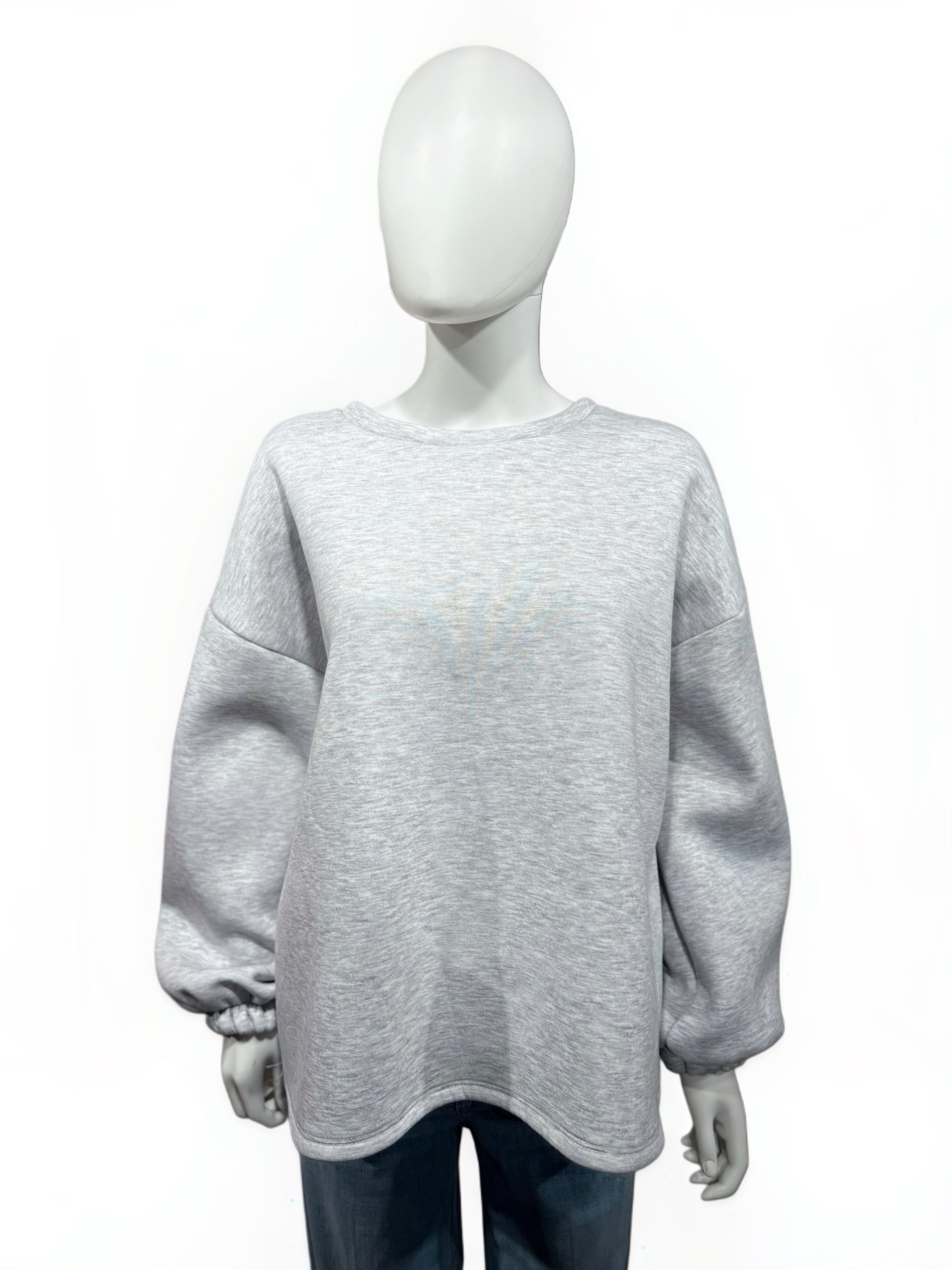 It-Pieces Sweater „LIEBE“ – Hellgrau mit hellblauem Rückenprint