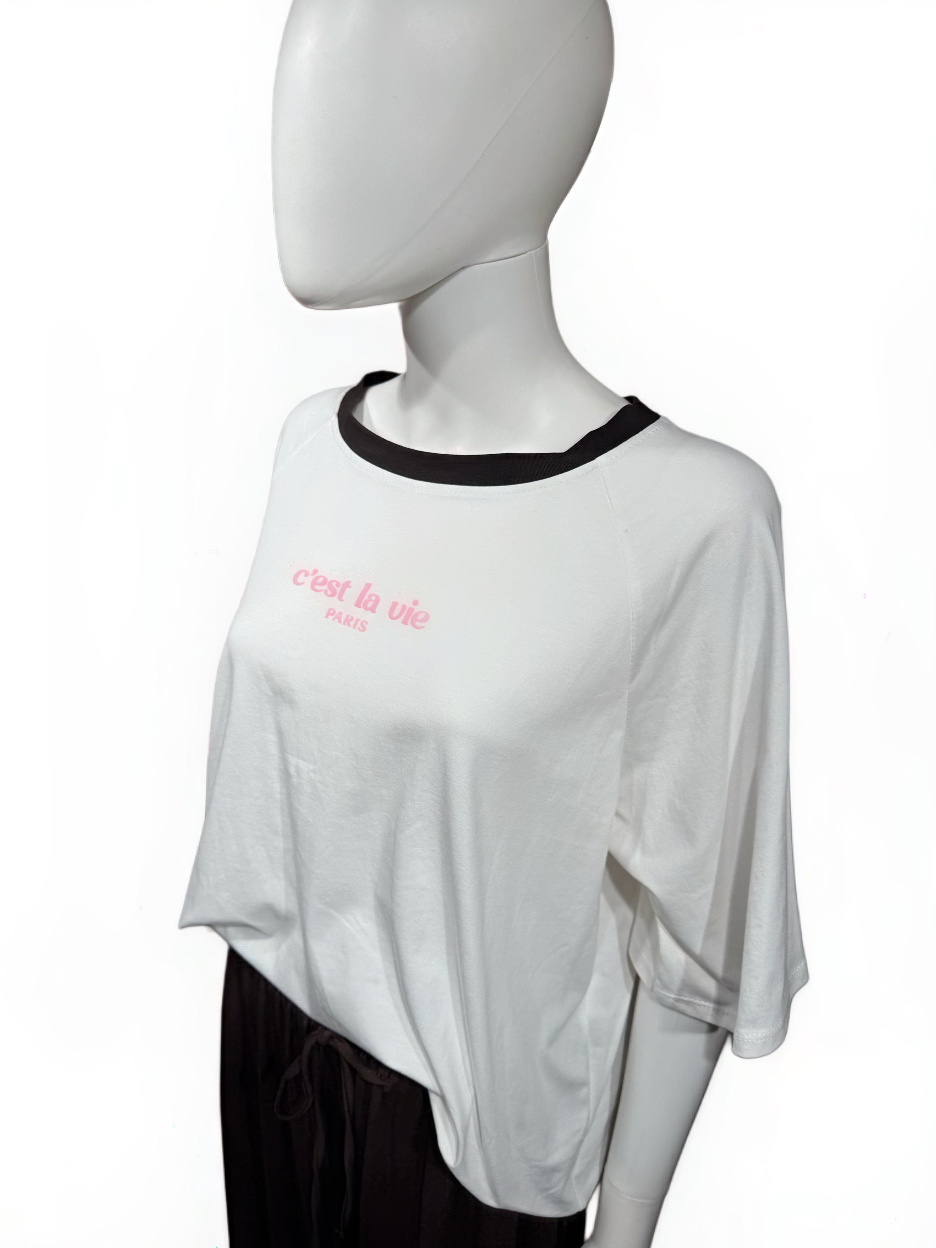 It-Pieces T-Shirt „C’est la vie“ – Weiß