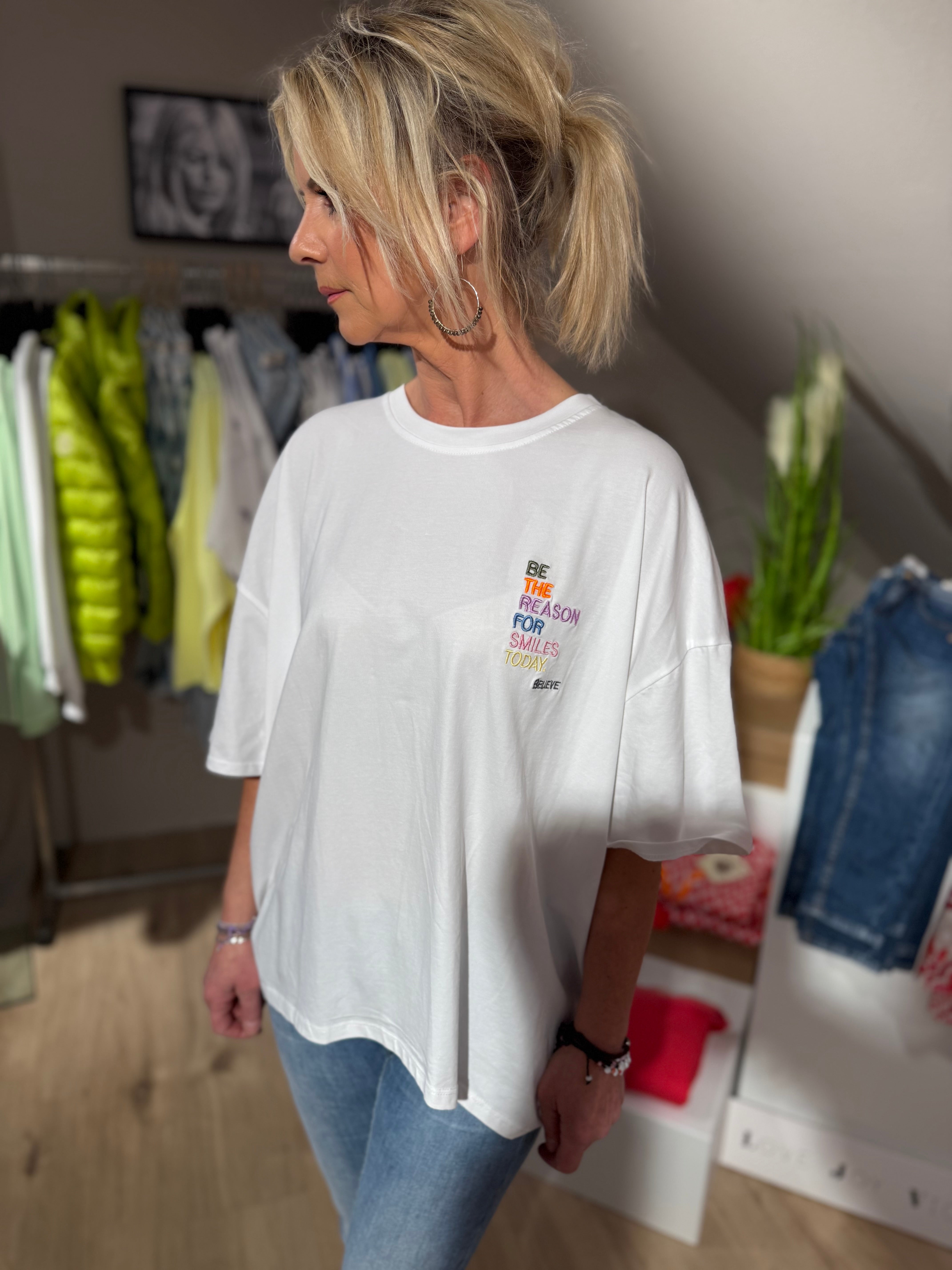 It-Pieces T-Shirt „BE THE REASON FOR SMILE TODAY" weiß