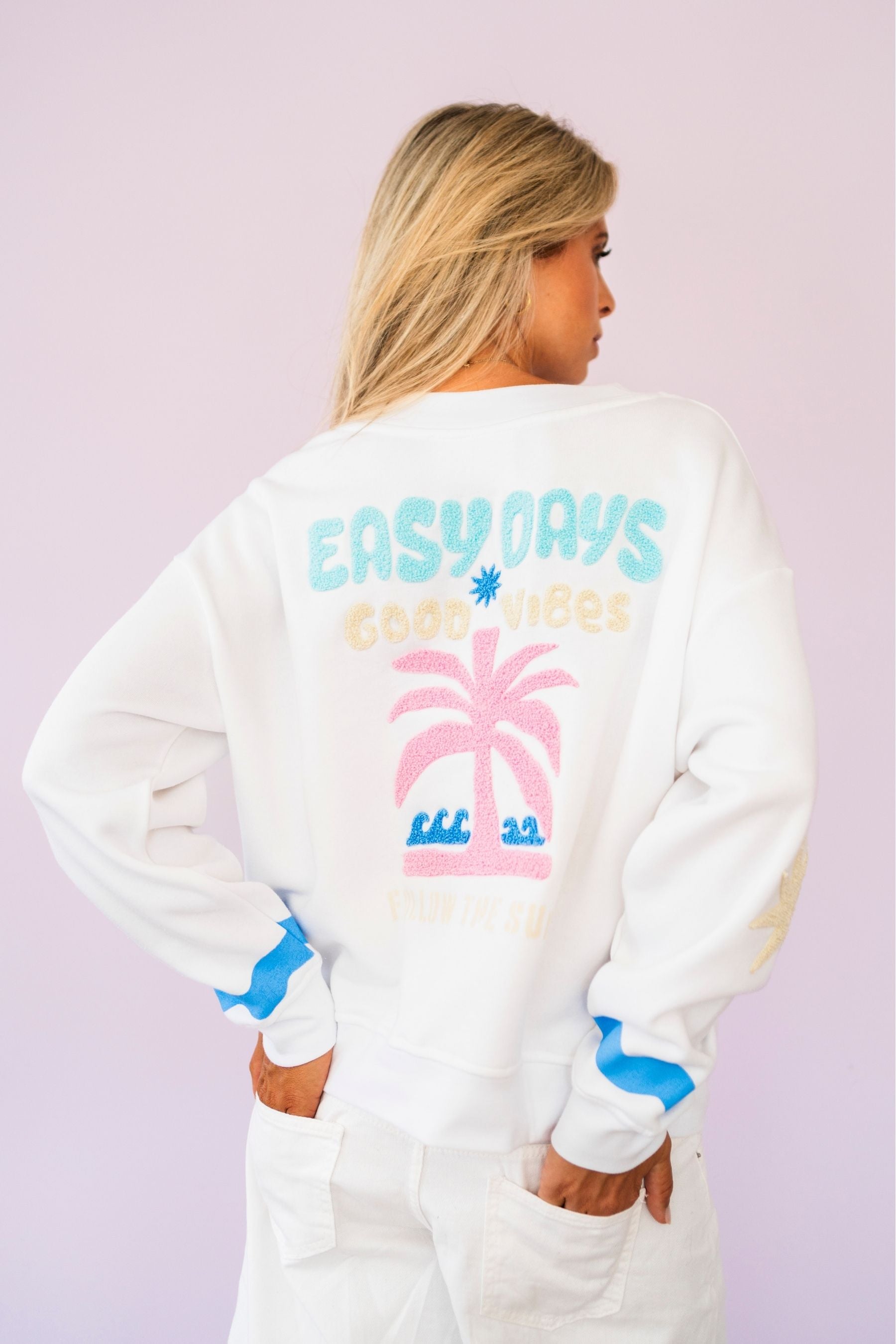 Yippie Hippie Sweatshirt weiß